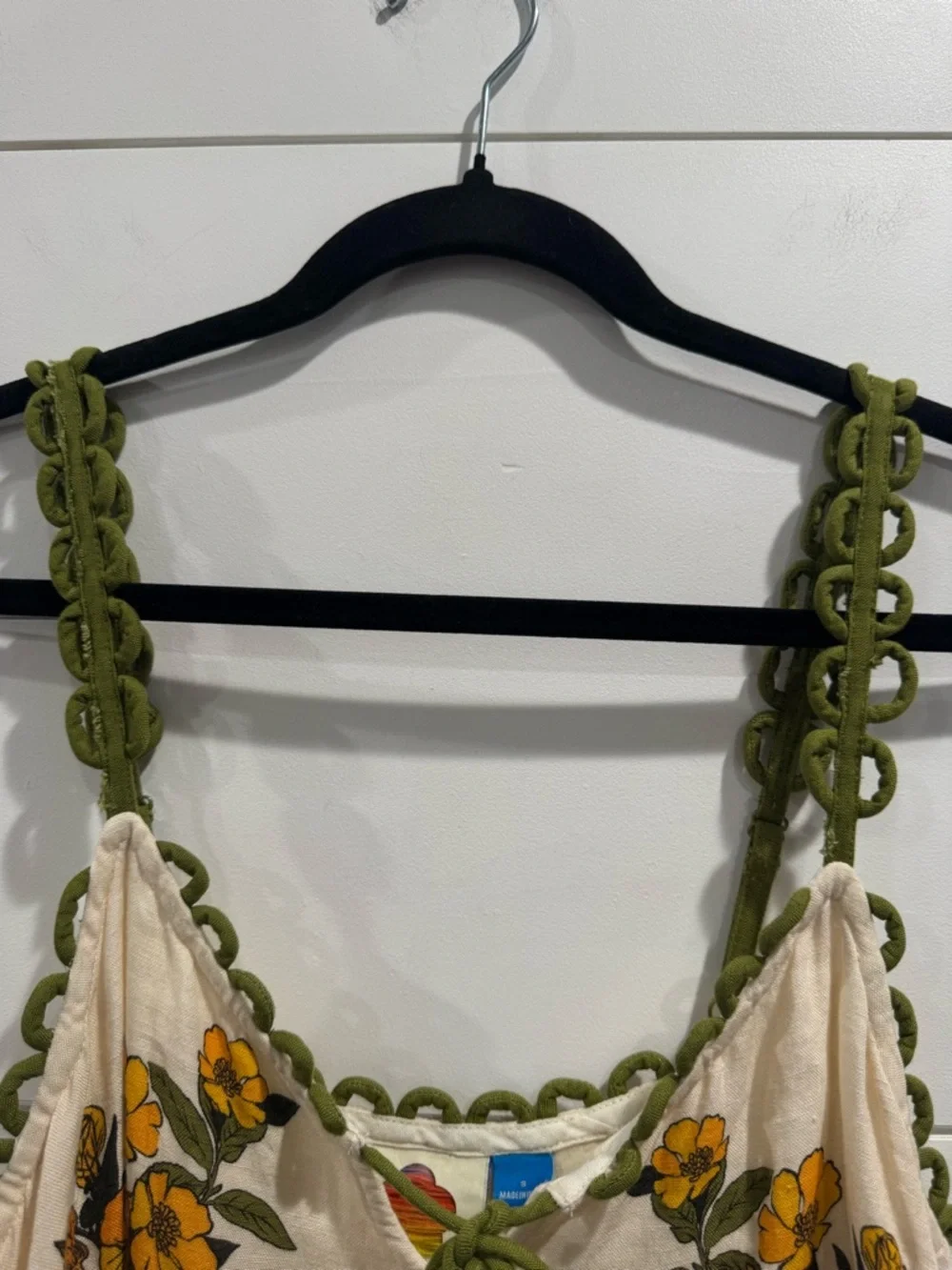 Farm Rio v neck A line cream yellow green floral maxi dress - Picture 6 of 13
